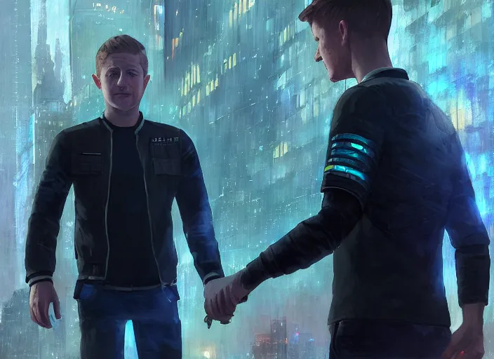 Image similar to highly detailed portrait of ben mckenzie, in detroit : become human, stephen bliss, unreal engine, fantasy art by greg rutkowski, loish, rhads, ferdinand knab, makoto shinkai and lois van baarle, ilya kuvshinov, rossdraws, tom bagshaw, global illumination, radiant light, detailed and intricate environment