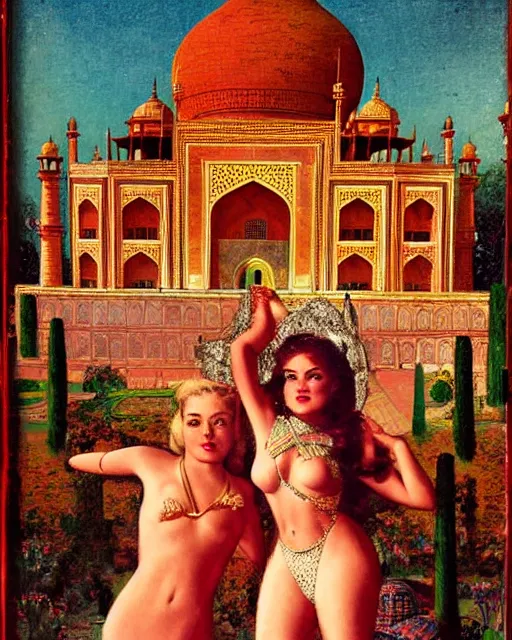 Image similar to tuesday weld visits the taj mahal by virgil finlay and gil elvgren