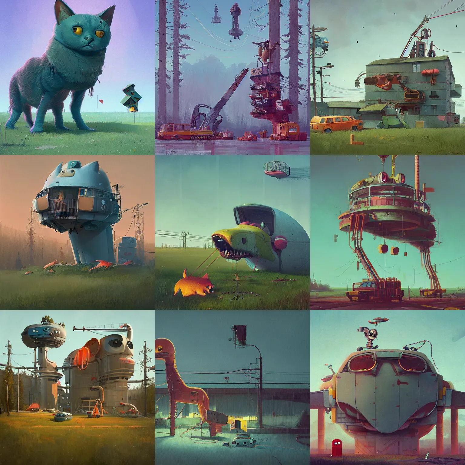 Prompt: stalenhag cute by cat simon