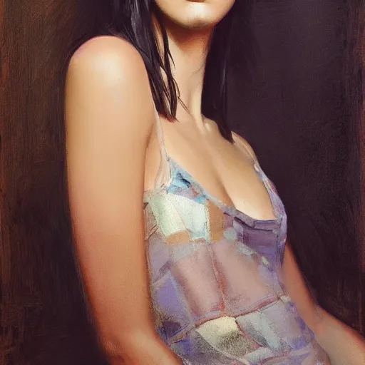 Image similar to fashion model kendall jenner by David Agenjo by Richard Schmid by Jeremy Lipking by moebius by atey ghailan