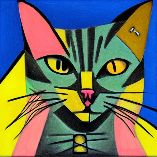 Prompt: cat, cubist style