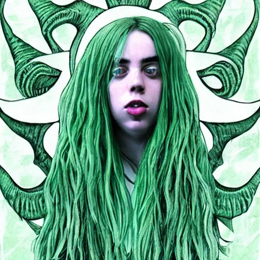 Prompt: billie eilish as a cthulhu