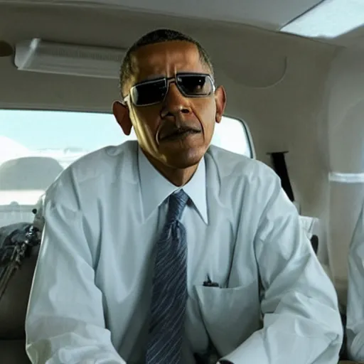 Image similar to A still of Obama as Walter White in Breaking Bad