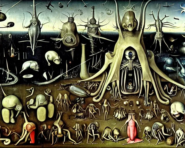 Image similar to realistic detailed photo of the miracle of life by H.R.Giger, hieronymus bosch H 768