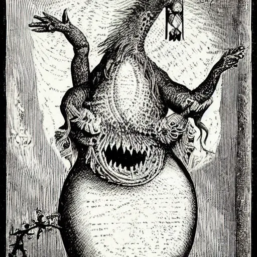 Image similar to furry freaky creature sings a unique canto about'as above so below'being ignited by the spirit of haeckel and robert fludd, breakthrough is iminent, glory be to the magic within