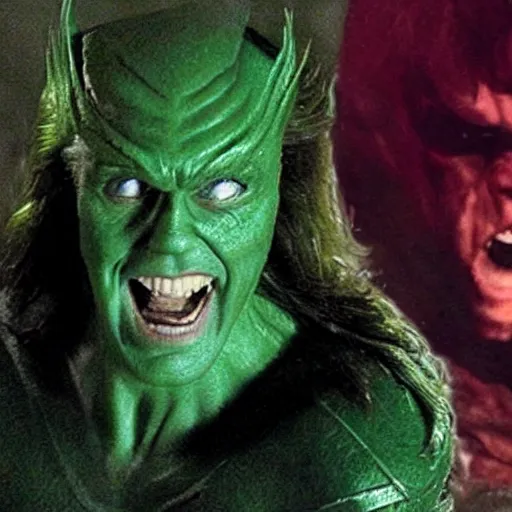 Image similar to Nicolas Cage as the Green Goblin