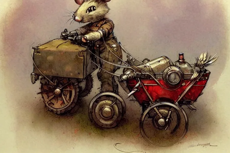 Prompt: adventurer ( ( ( ( ( 1 9 5 0 s retro future robot mouse wagon cart robot. muted colors. ) ) ) ) ) by jean baptiste monge!!!!!!!!!!!!!!!!!!!!!!!!! chrome red