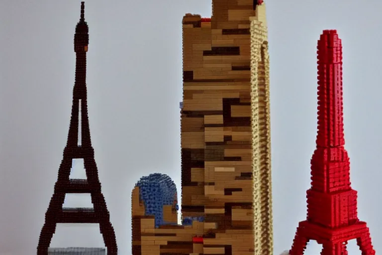 Image similar to eiffel tower built in lego bricks