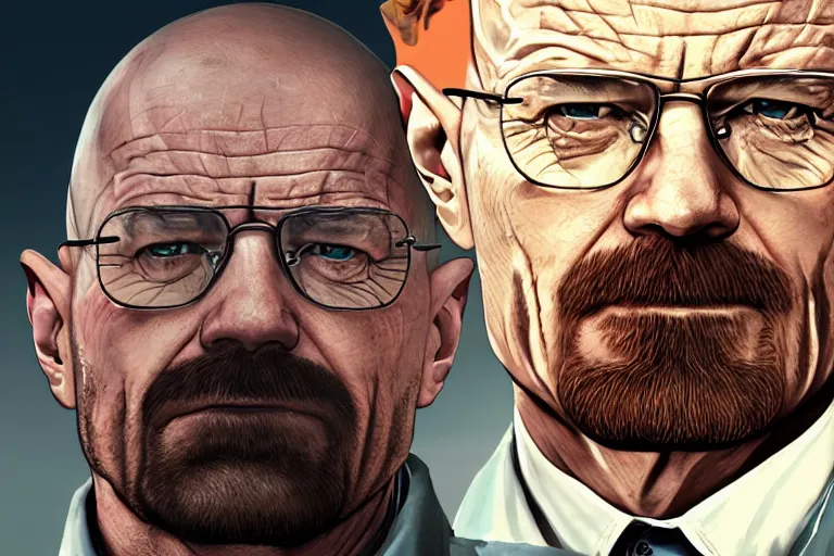 Prompt: walter white gta 5 loading screen art, trending on artstation