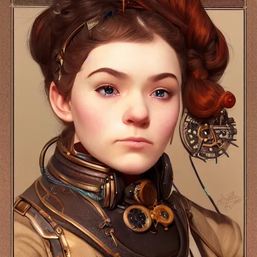 Image similar to Three quarters portrait of a female steampunk dwarf, highly detailed, digital painting, art by Stanley Lau and Artgerm and magali villeneuve and Alphonse Mucha, artstation, octane render, cgsociety