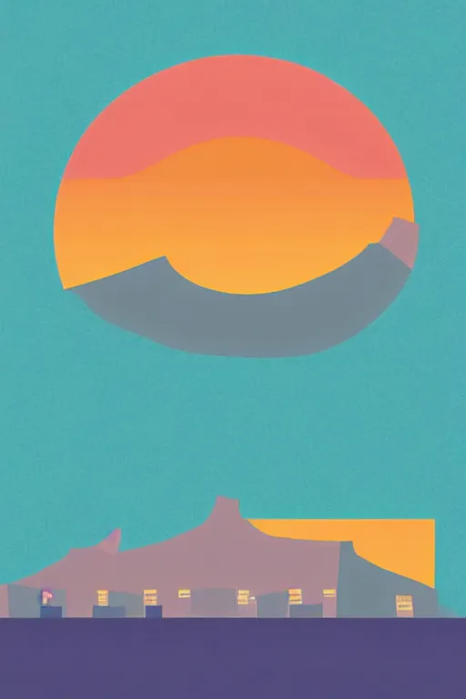Image similar to minimalist boho style art of colorful cape town at sunrise, illustration, vector art