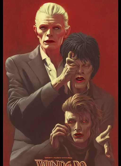 Image similar to twin peaks poster art, of the wendigo demon feeds on david bowie, by michael whelan, rossetti bouguereau, artgerm, retro, nostalgic, old fashioned