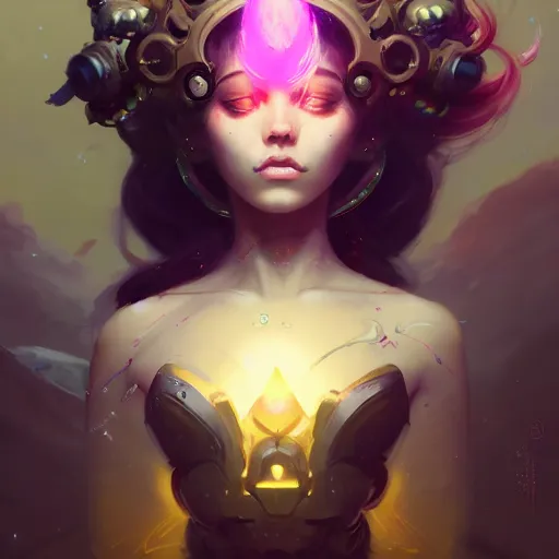 Image similar to a portrait of a beautiful the enchantress, art by pete mohrbacher and guweiz and ilya kuvshinov, digital art, highly detailed, intricate, sci - fi, sharp focus, trending on artstation hq, deviantart, unreal engine 5, 4 k uhd image