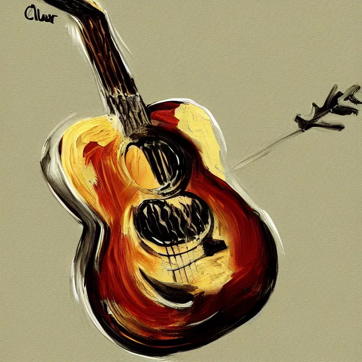 Prompt: a painting of a bird with a guitar, a digital painting by clara miller burd, featured on pixiv, rococo, speedpainting, digital painting, concept art