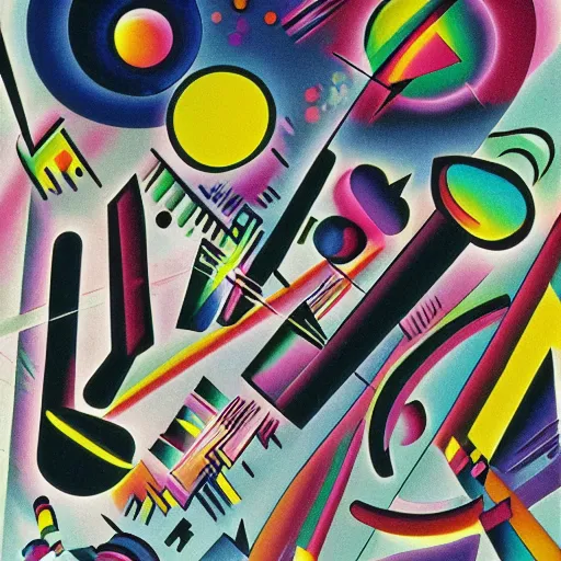 Image similar to scratching disco 1 9 8 0 • s very energetic people, neon splashes, kandinsky, olga sacharoff, portugal immigration nostalgia, vfx, ambient fog, cinematic lightning, soft women aura,