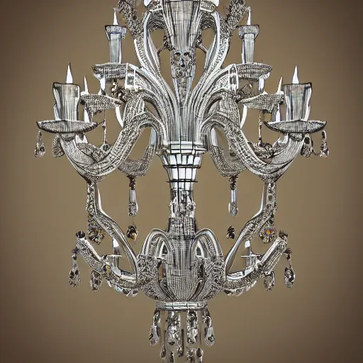 Prompt: ornate and detailed crystal chandelier melting, insane details, 3 d render, glorious, complicated, symmetrical