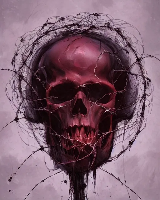 Prompt: an angel with a skull made of meat and webs for the head, organic painting, dark, bold shapes, by greg rutkowski, by satoshi kon, trending on artstation, dramatic lighting