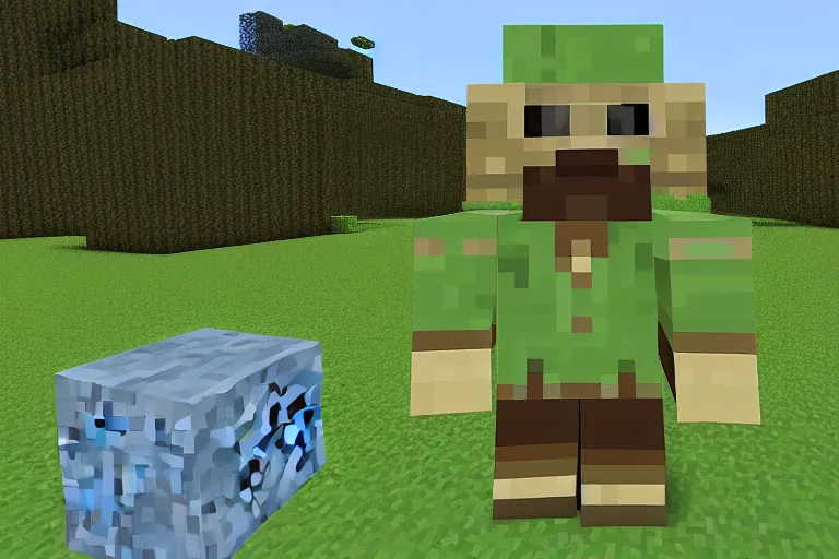 Prompt: master chief in minecraft