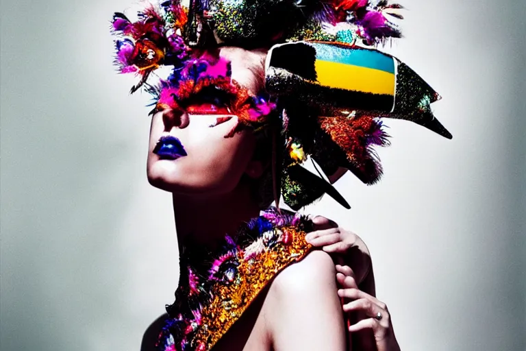 Image similar to fashion editorial photography in a world inspired by damien hirst