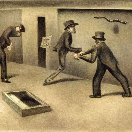 Image similar to a hyper realistic painting of a bank robbery, by alfred kubin, highly detailed, vivid color,