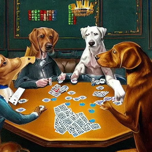 Image similar to Dogs playing poker during World War 3