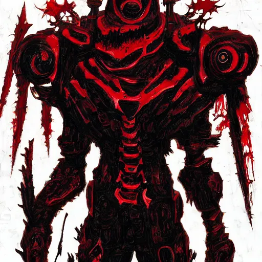 Image similar to doom slayer, painted by tsutomu nihei, painted by stanley lau