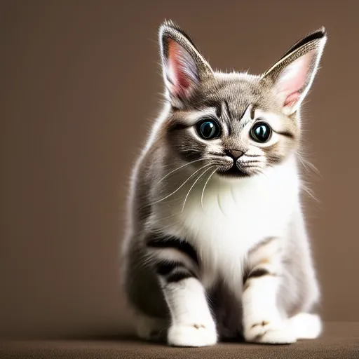 Image similar to a feline bunny - kitten - hybrid, animal photography