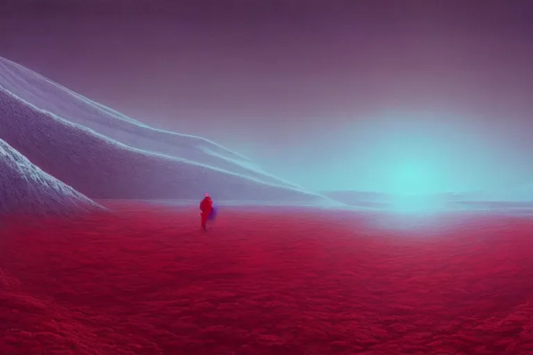 Prompt: surreal frozen landscape, twin winter suns, painting by beeple and zdzisław beksinski, sharp focus, red color scheme, a matte painting by li shida, cgsociety, context art, redshift, matte painting, reimagined by industrial light and magic