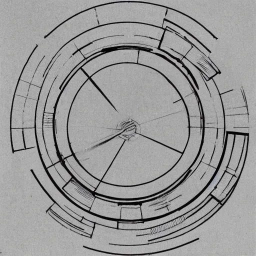 Image similar to a perfect circle where the inside is empty blank space and around the outer edge of the circle is the silhouette of a city skyline, black and white, minimalist, in the style of a charcoal drawing, made by david mellen