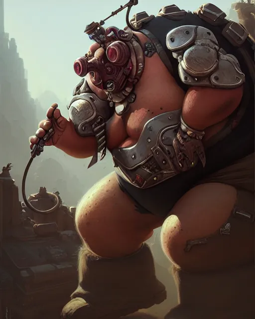 Prompt: roadhog from overwatch, character portrait, portrait, close up, concept art, intricate details, highly detailed by greg rutkowski, michael whelan and gustave dore