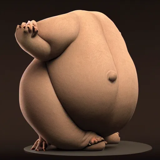 Prompt: hyper realistic sculpture of an obese monster