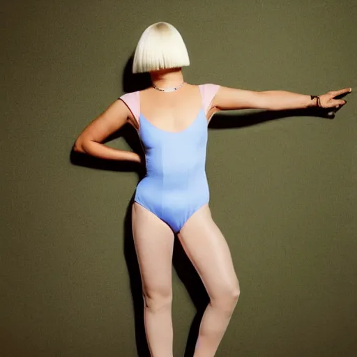 Image similar to sia furler full body photoshoot wearing a leotard