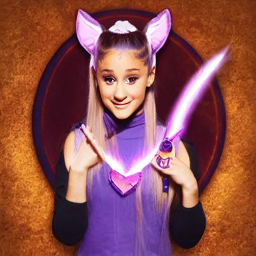 Image similar to ariana grande as a cute mage casting a spell