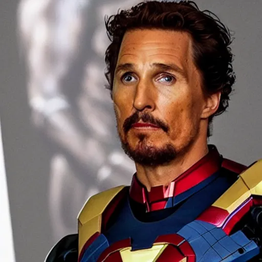 Prompt: Matthew McConaughey as Iron Man