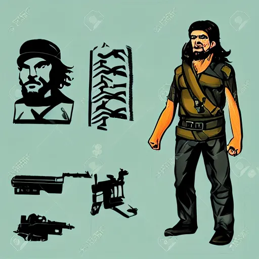 Image similar to Che Guevara in a cyberpunk setting