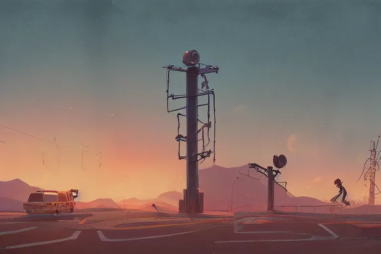 Image similar to drawings in the style of Simon Stalenhag , photographed by Canon EOS, cinematic lighting, natural complexion, extremely high definition shot, aesthetic canon of proportions