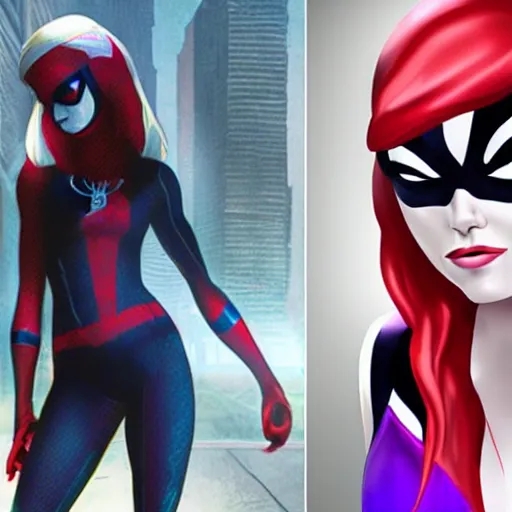 Image similar to Emma Stone as Spider-Gwen