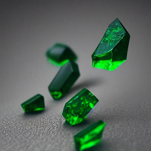 Image similar to Emerald crystals natural gemstone, 8k, rendred in redshift, trading on artstation