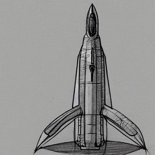 Prompt: lenoardo da vinci sketch of modern rocket