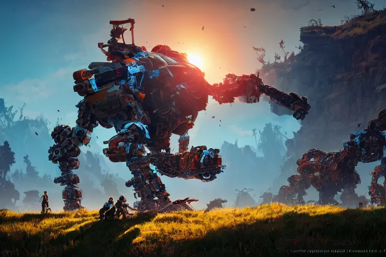 Image similar to scrapper machine mecanical creature robot of horizon forbidden west horizon zero dawn bioluminiscence global illumination ray tracing hdr fanart arstation by ian pesty and alena aenami artworks in 4 k