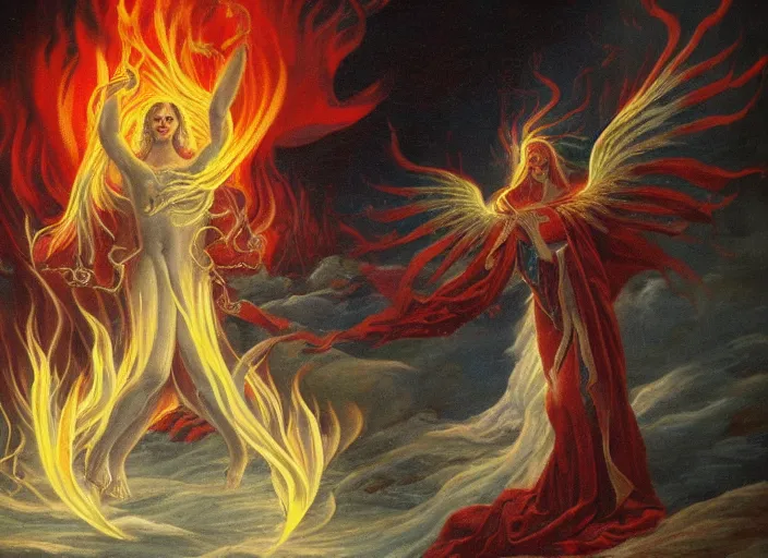 Prompt: flames of the cold numbers and the gift of divine visions