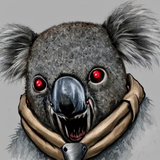 Image similar to A koala dressed like in Mad Max in the style of a DnD character portrait, concept art