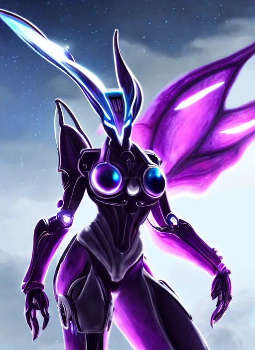 Image similar to cinematic close shot, galactic sized goddess, proportional stunning beautiful hot female warframe, sleek mecha female dragon head, metal ears, led purple eyes, smooth fuschia skin, smooth silver armor, floating in space, holding a galaxy, epic proportions, epic size, epic scale, furry art, dragon art, giantess art, warframe fanart, furaffinity, octane