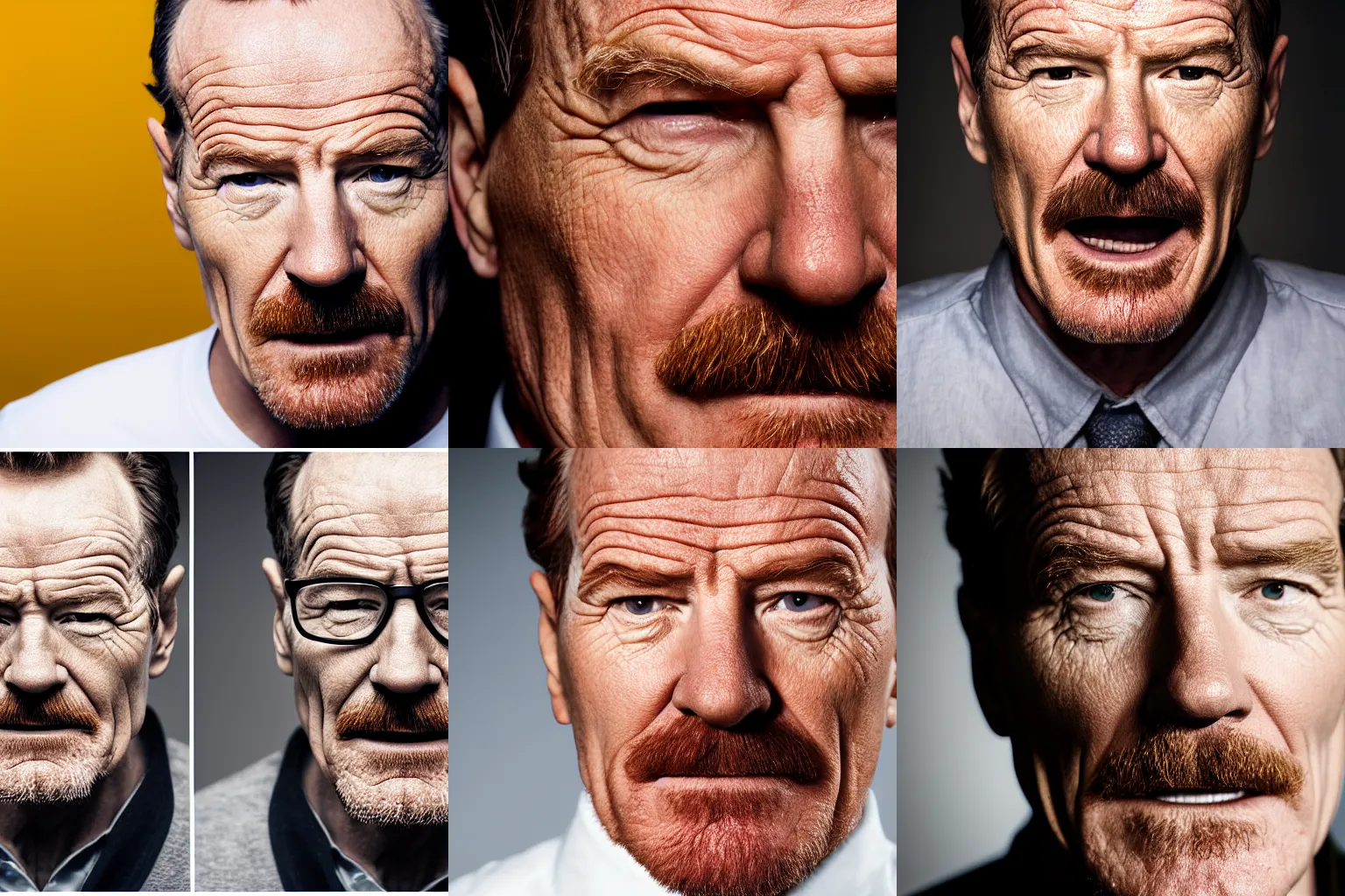 Prompt: Bryan Cranston, very angry, MAD, headshot, close-up, studio lighting, 200mm, canon, f/22