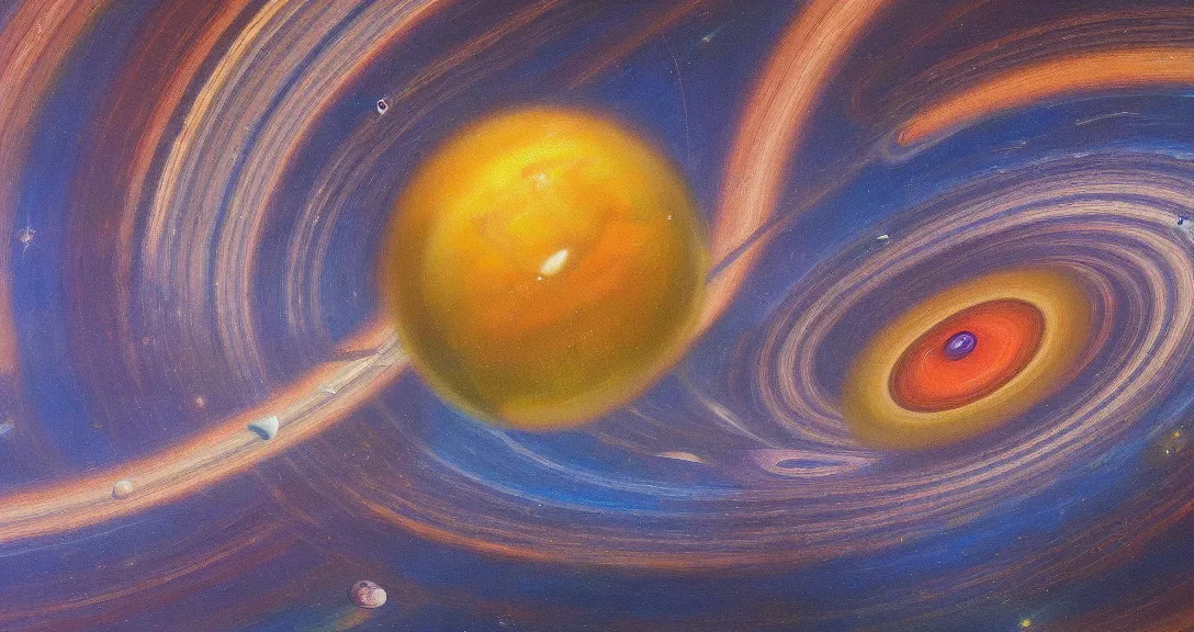 Prompt: saturn rings chaotic cosmic oil painting