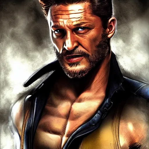 Image similar to tom hardy as wolverine from x - men digital art 4 k detailed super realistic