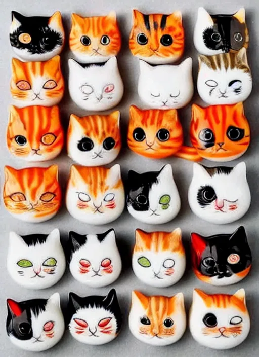 Image similar to clear photorealistic picture of adorable cats made out of sushi