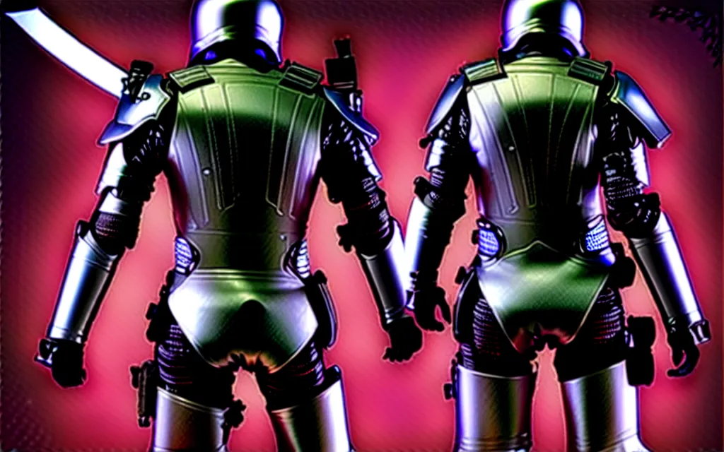 Image similar to war, diverse katana cybersuits, from behind, wide wide angle, vivid, elaborate, highly detailed, beautiful lighting