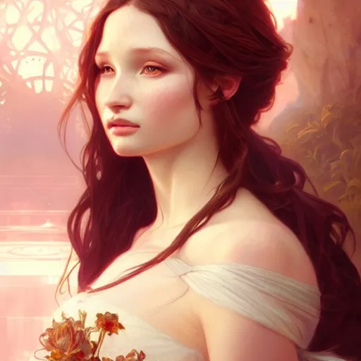 Prompt: beautiful natural Princess Emily Browning, intricate, elegant, highly detailed, digital painting, artstation, concept art, smooth, sharp focus, illustration, art by artgerm and greg rutkowski and alphonse mucha and loish and WLOP