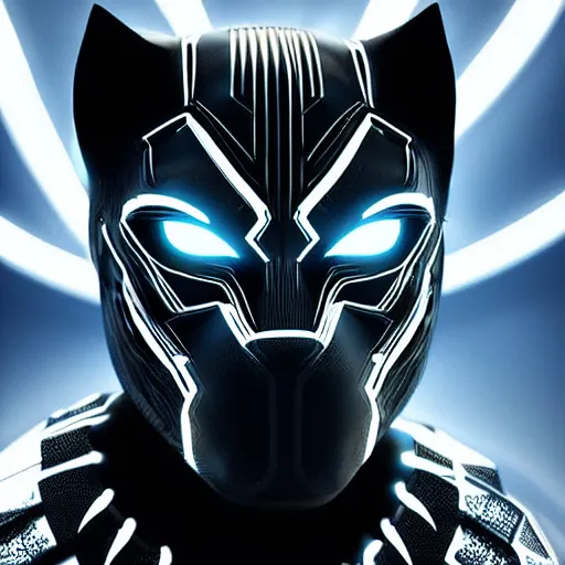 Image similar to Cyberpunk Black Panther, close up shot, neon, cyborg, futuristic, photorealistic, 8K,